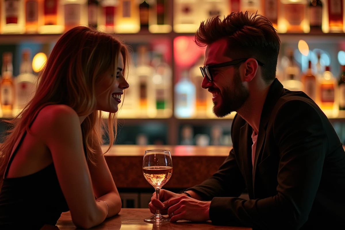 Deux amis discutant au bar dans une boîte à Paceville