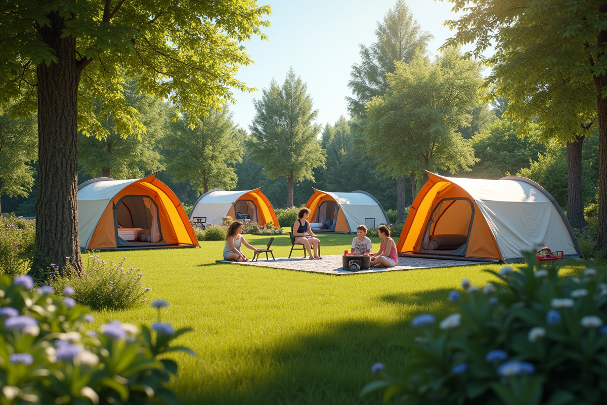 Camping 4 étoiles avec tentes modernes et aire de jeux