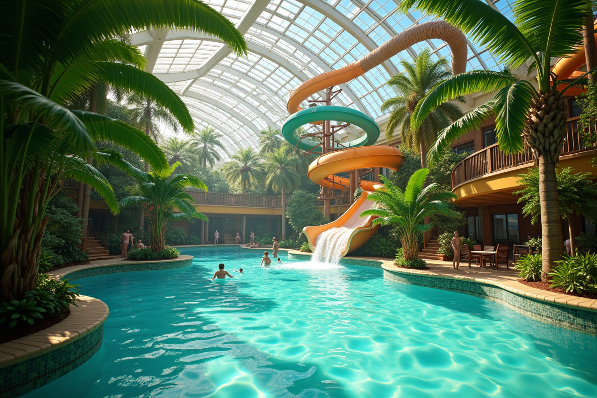 Parc aquatique tropical intérieur à Center Parcs avec enfants