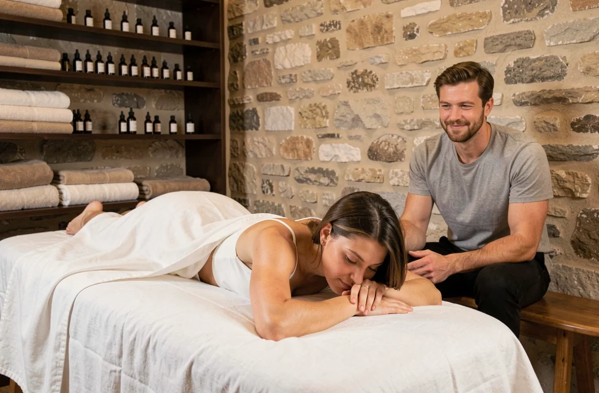 Femme recevant un soin dans un spa privatisé en couple au sein d'un hôtel parisien